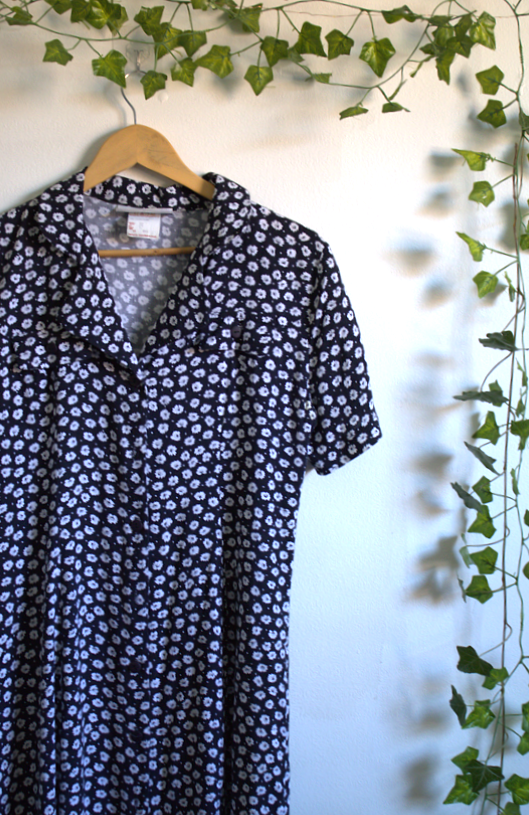 Vintage Black Floral Maxi Dress