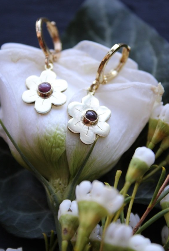 Ruby Wildflower Earrings