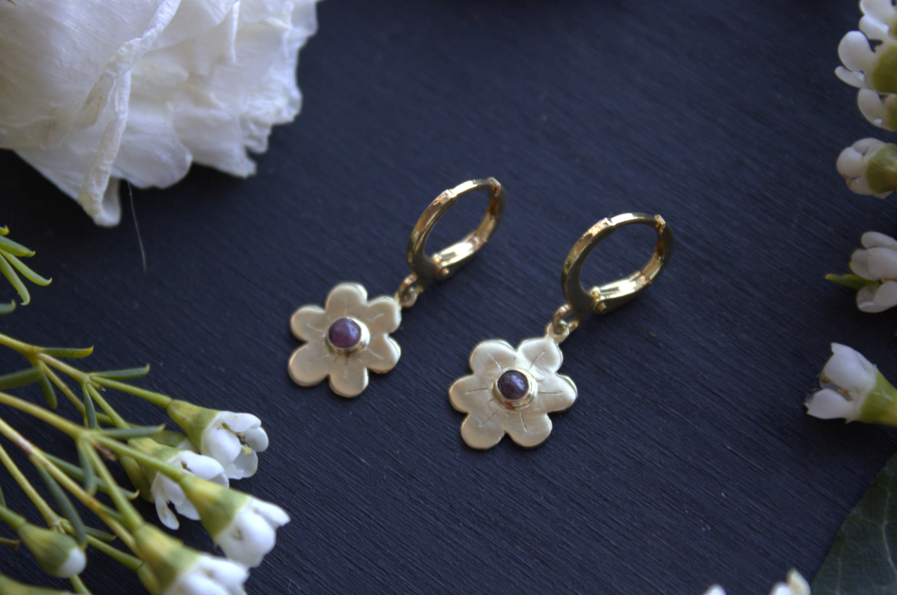 Ruby Wildflower Earrings