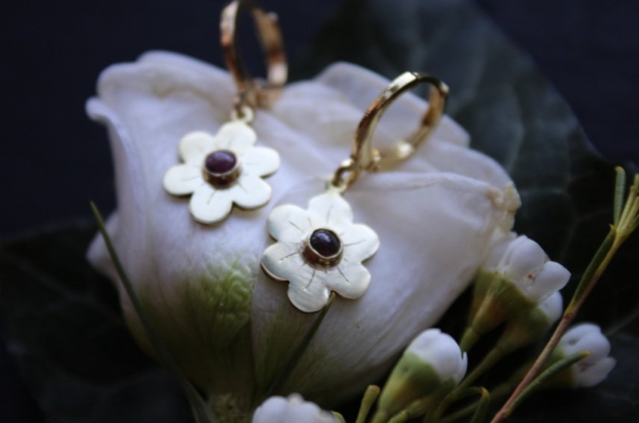Ruby Wildflower Earrings