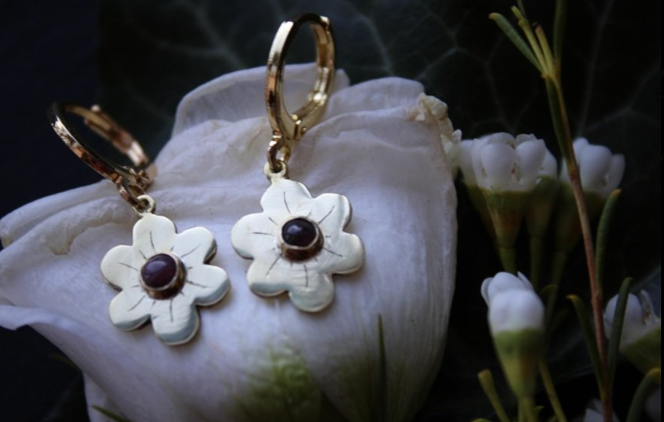 Ruby Wildflower Earrings