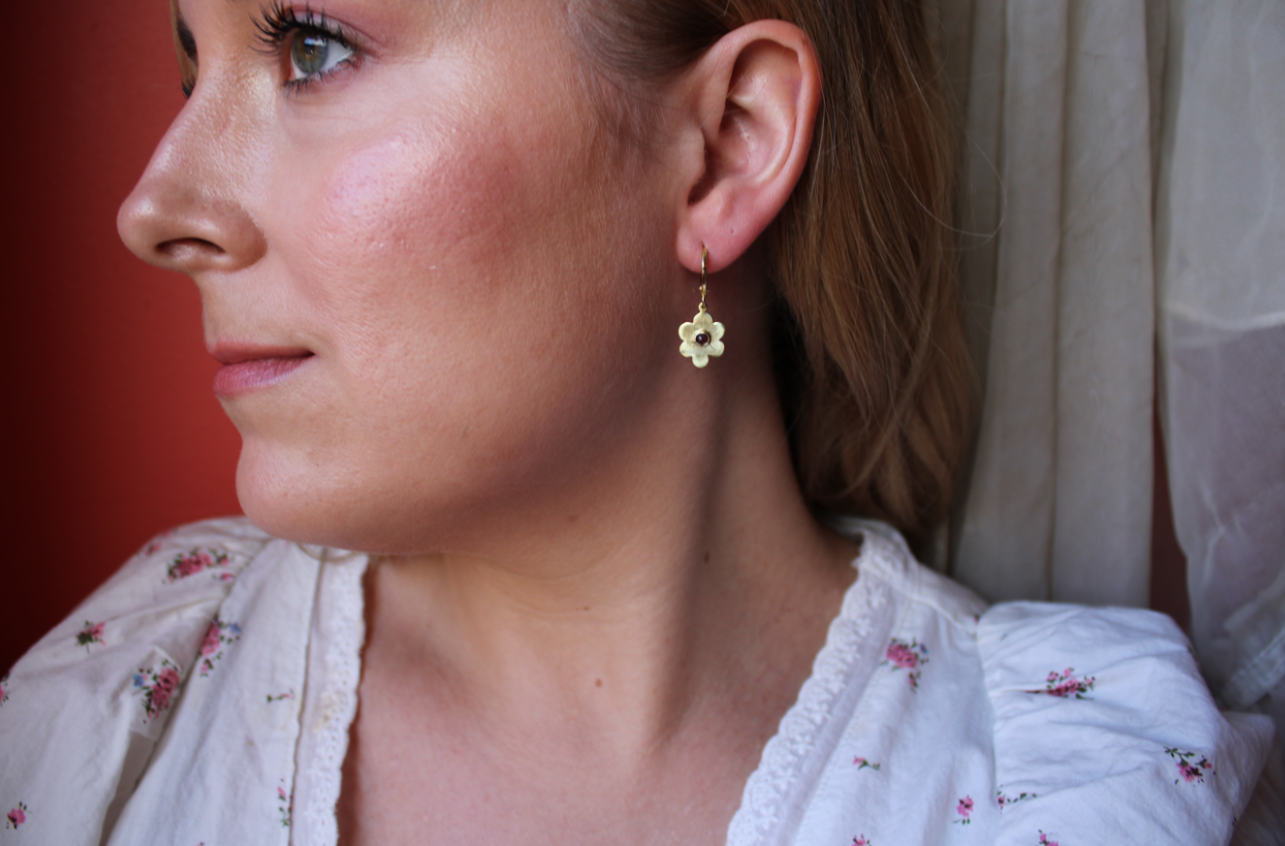 Ruby Wildflower Earrings