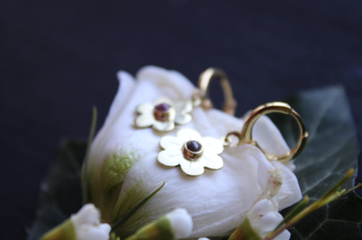 Ruby Wildflower Earrings