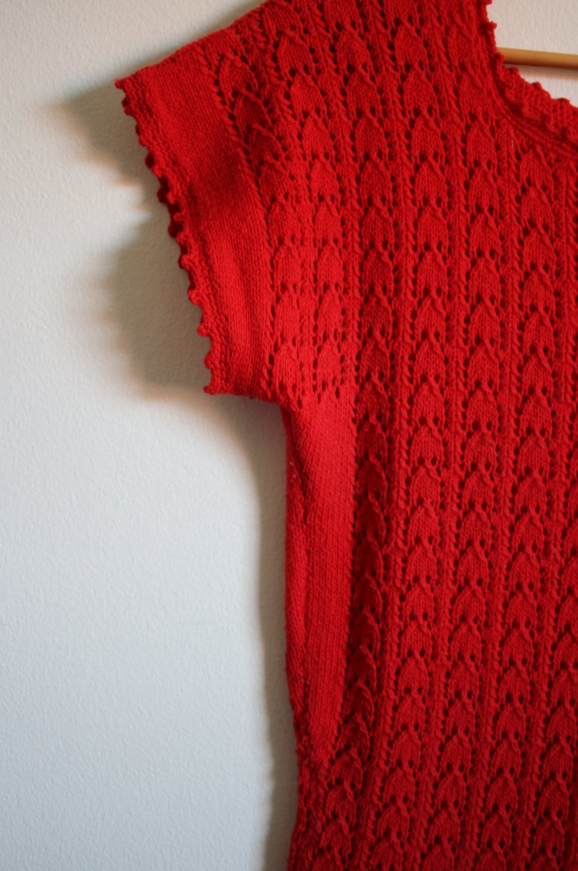 Vintage Red Heart Crochet Dress