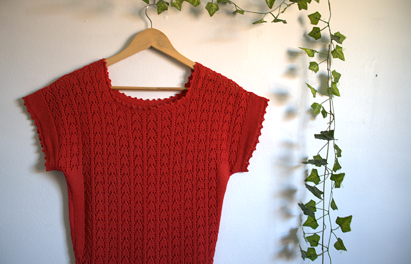 Vintage Red Heart Crochet Dress