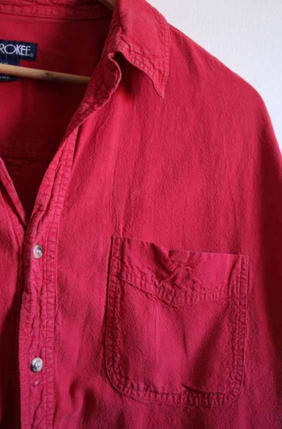 Vintage Cherokee Soft Red Button-Up