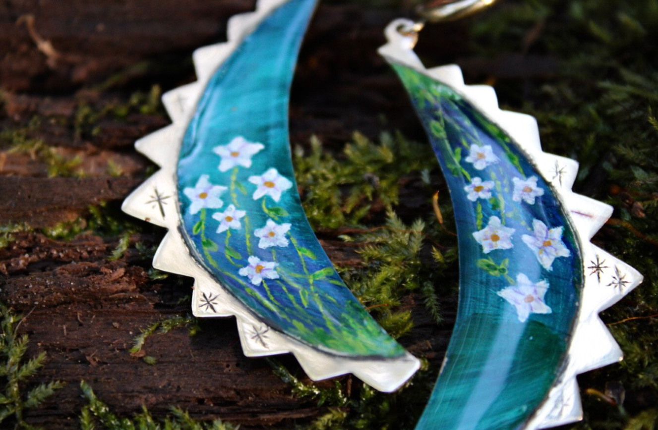 Moonflowers At Midnight Earrings
