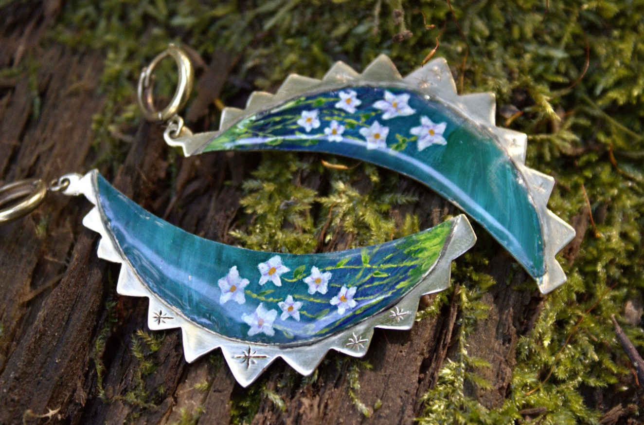Moonflowers At Midnight Earrings