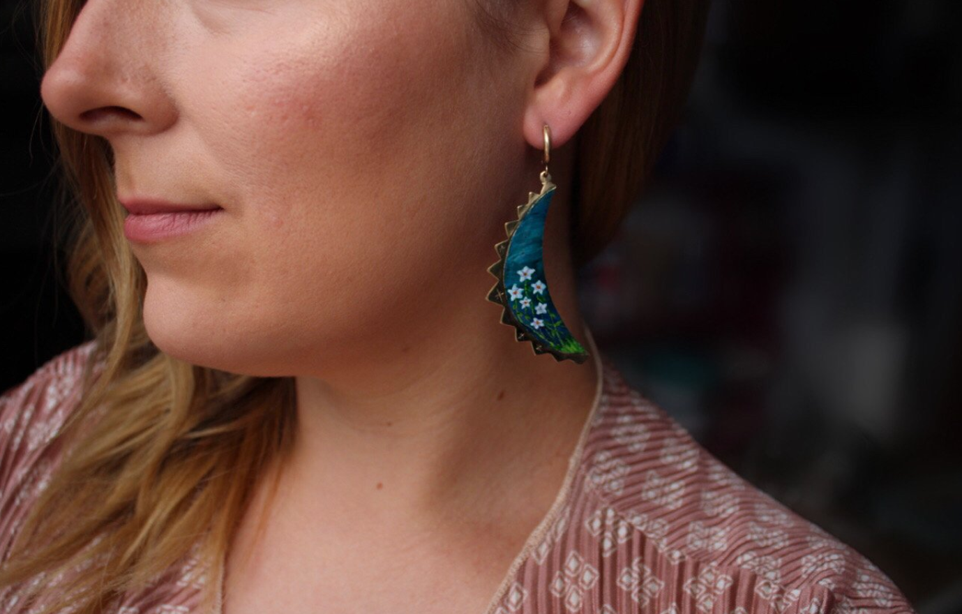 Moonflowers At Midnight Earrings