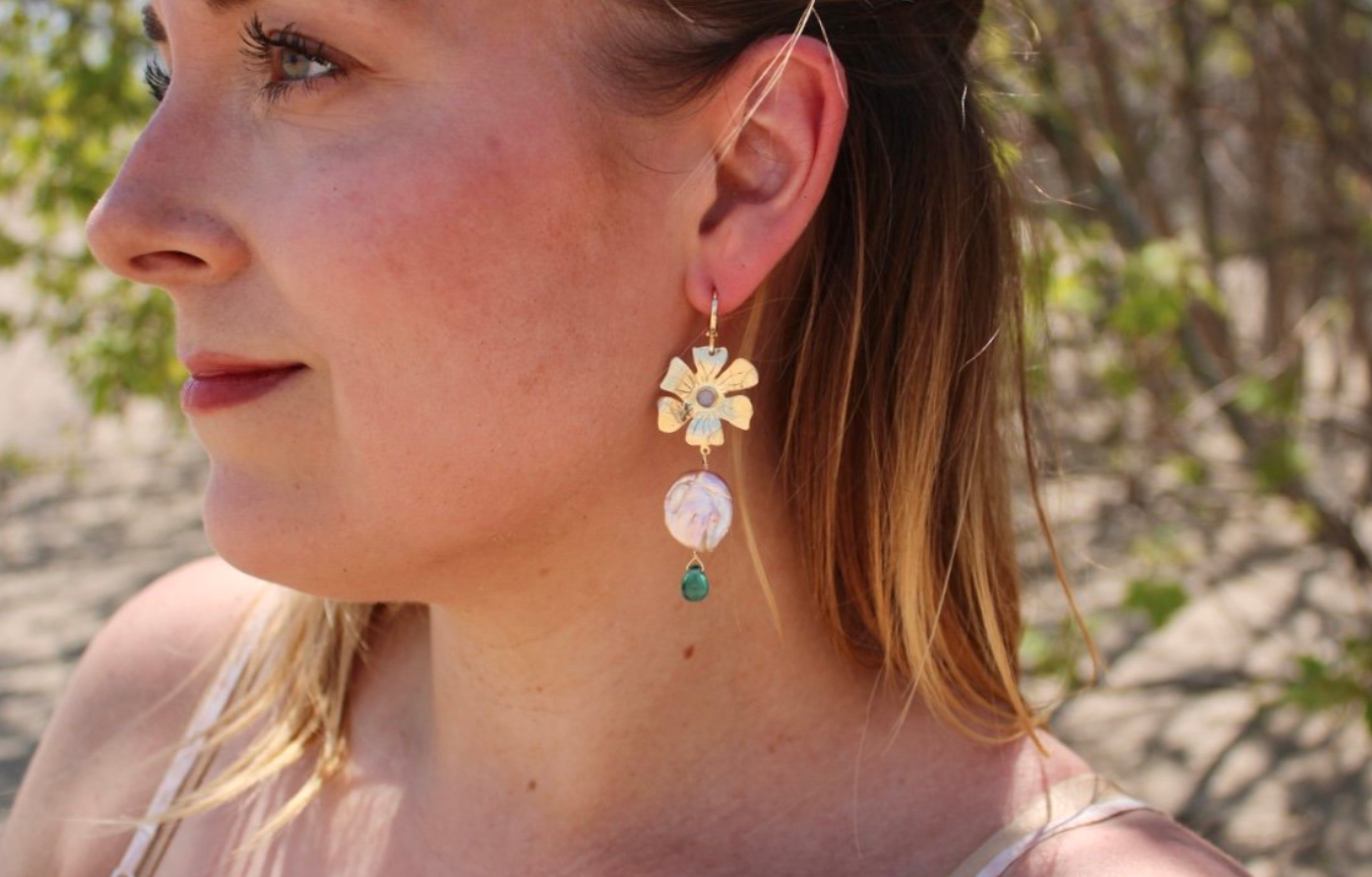 Blossom Peach Pearl Earrings