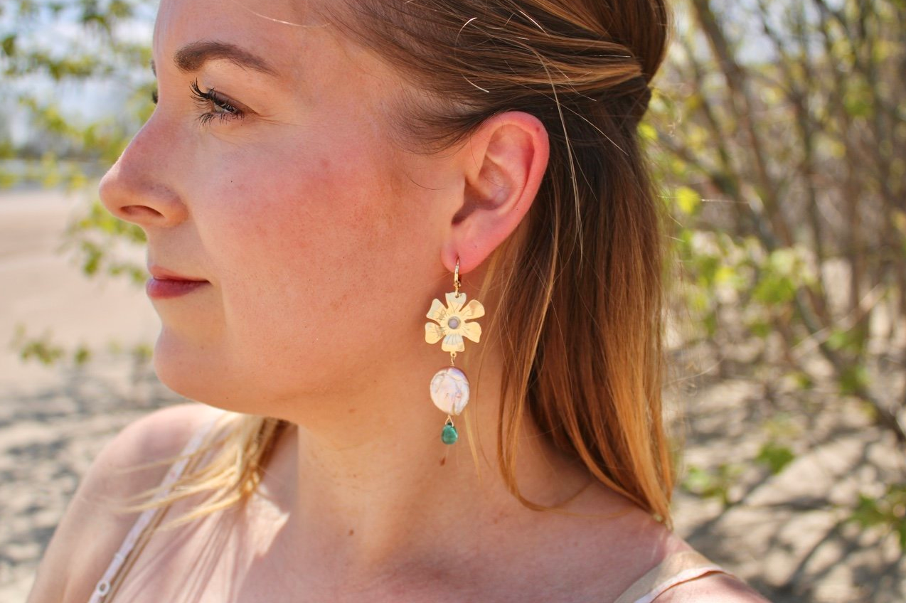 Blossom Peach Pearl Earrings