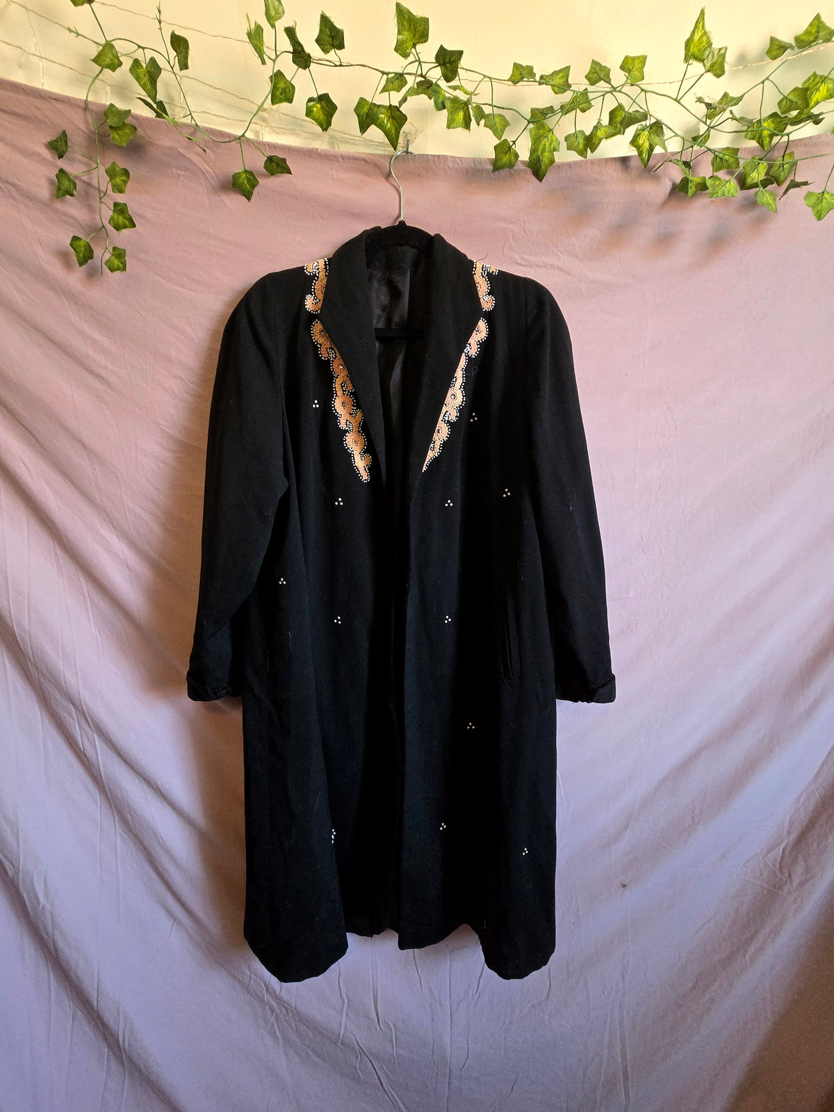 Vintage Black Embroidered Coat