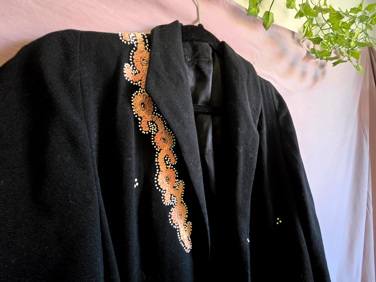 Vintage Black Embroidered Coat