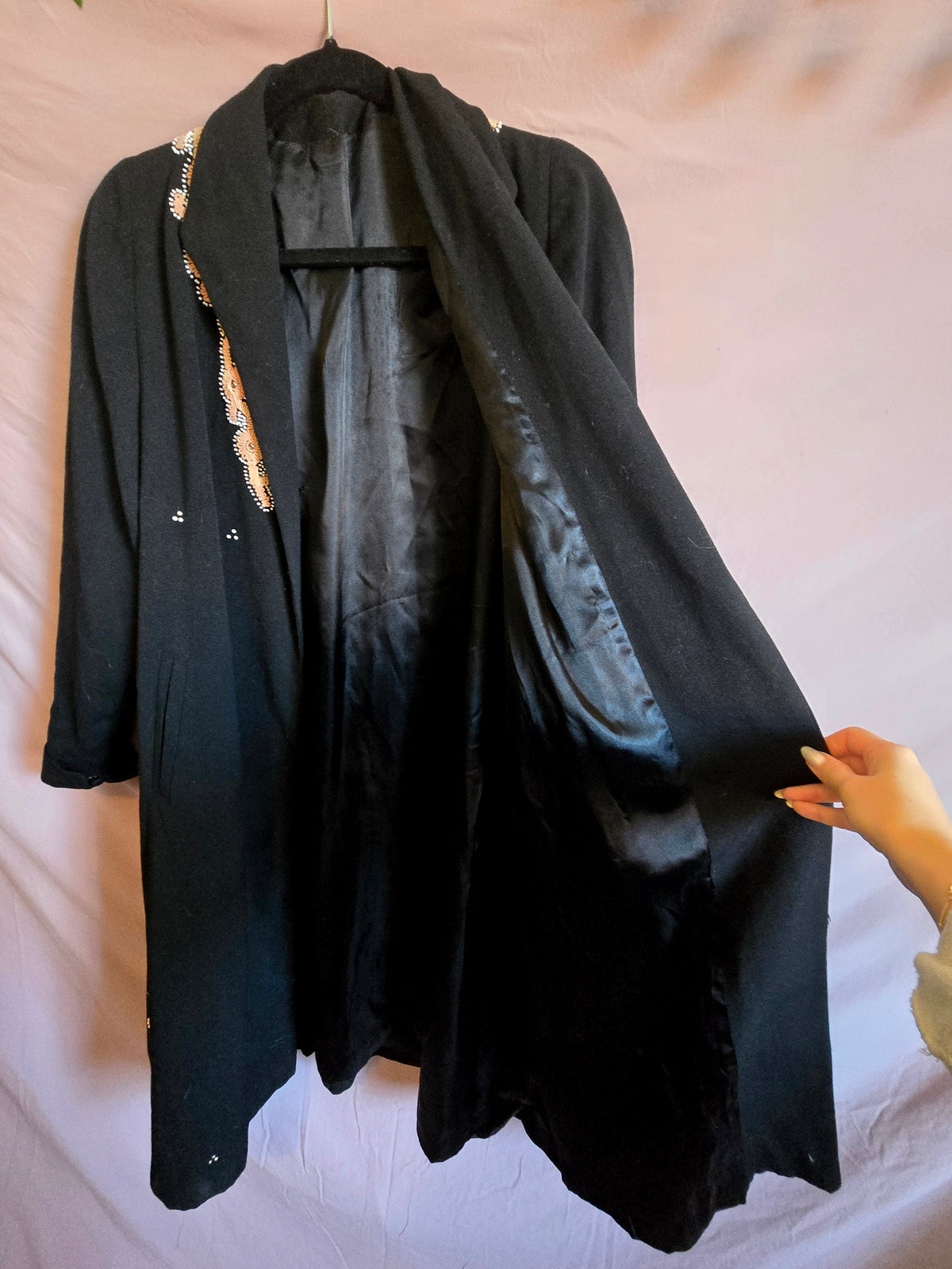 Vintage Black Embroidered Coat