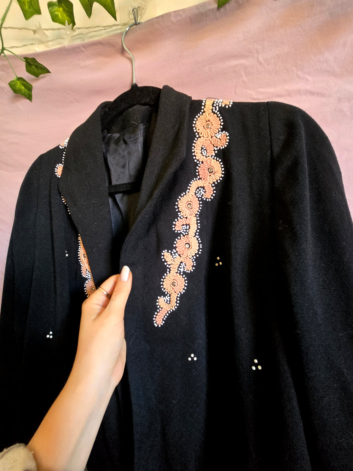 Vintage Black Embroidered Coat