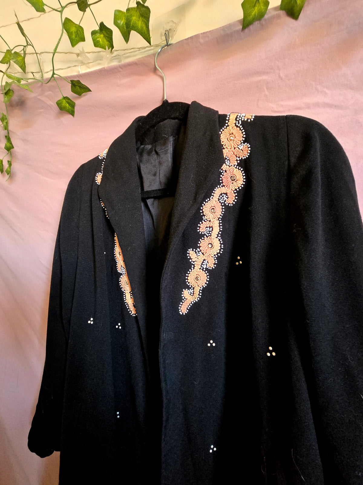 Vintage Black Embroidered Coat