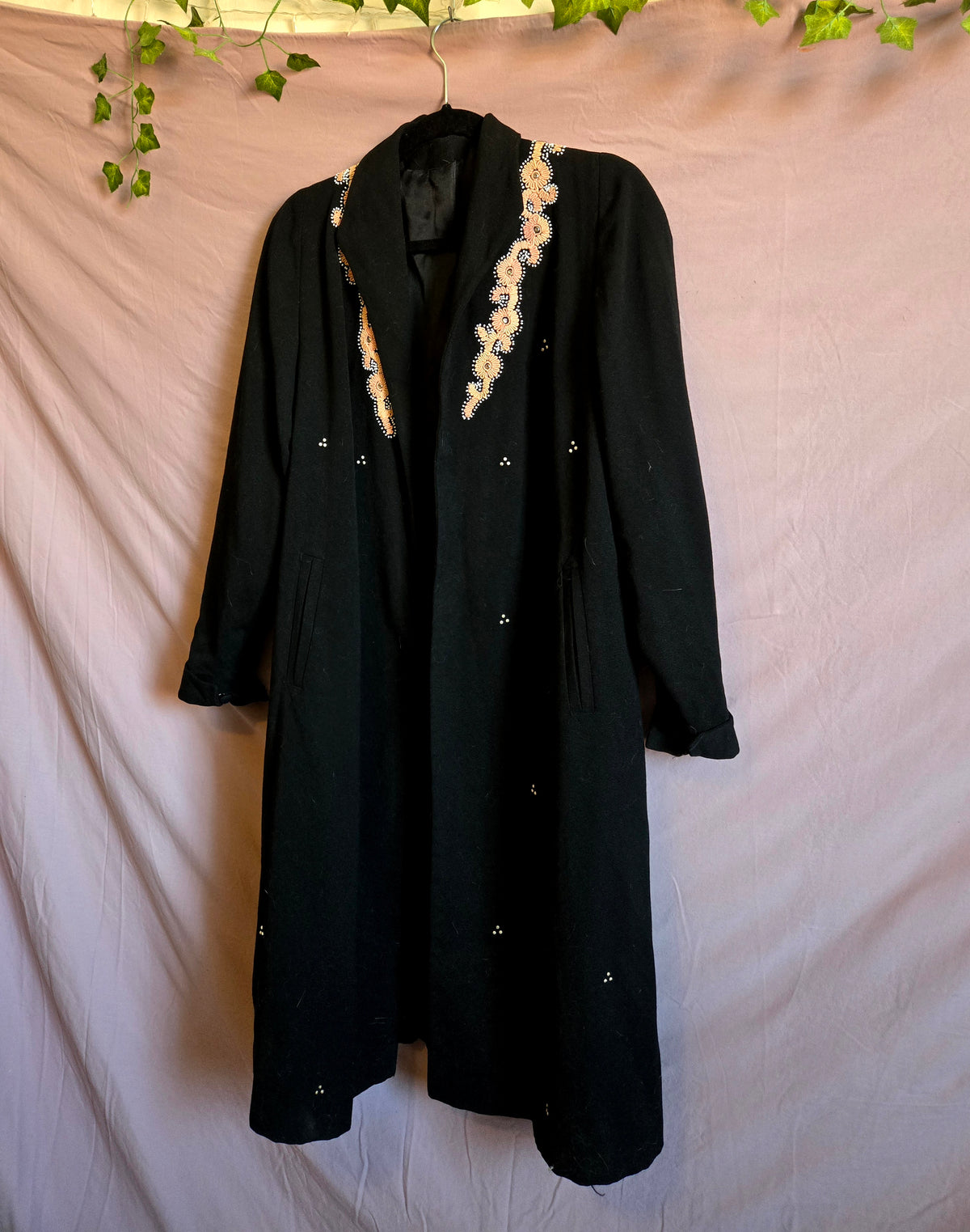 Vintage Black Embroidered Coat