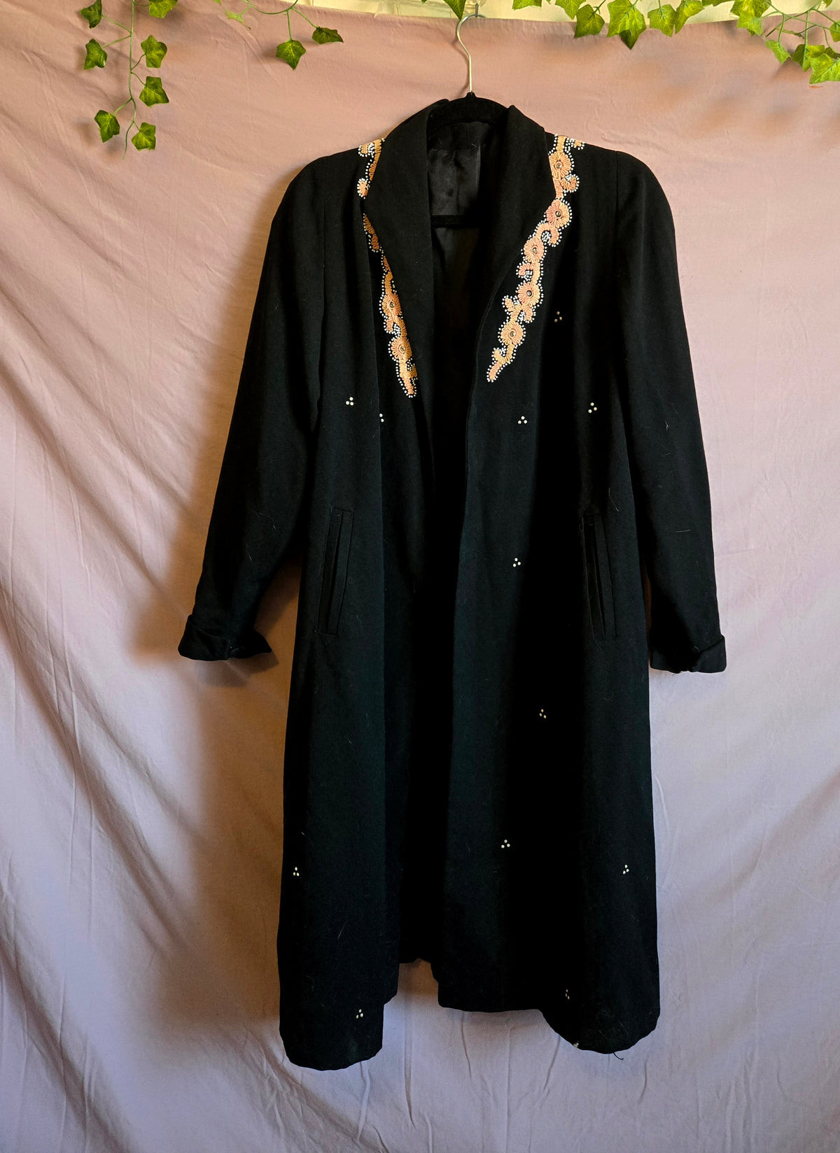 Vintage Black Embroidered Coat