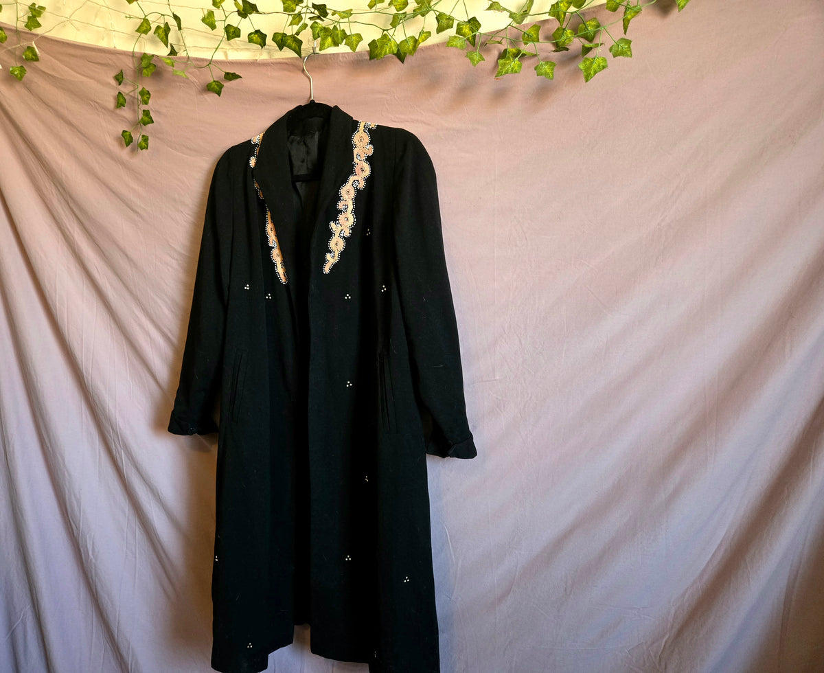 Vintage Black Embroidered Coat