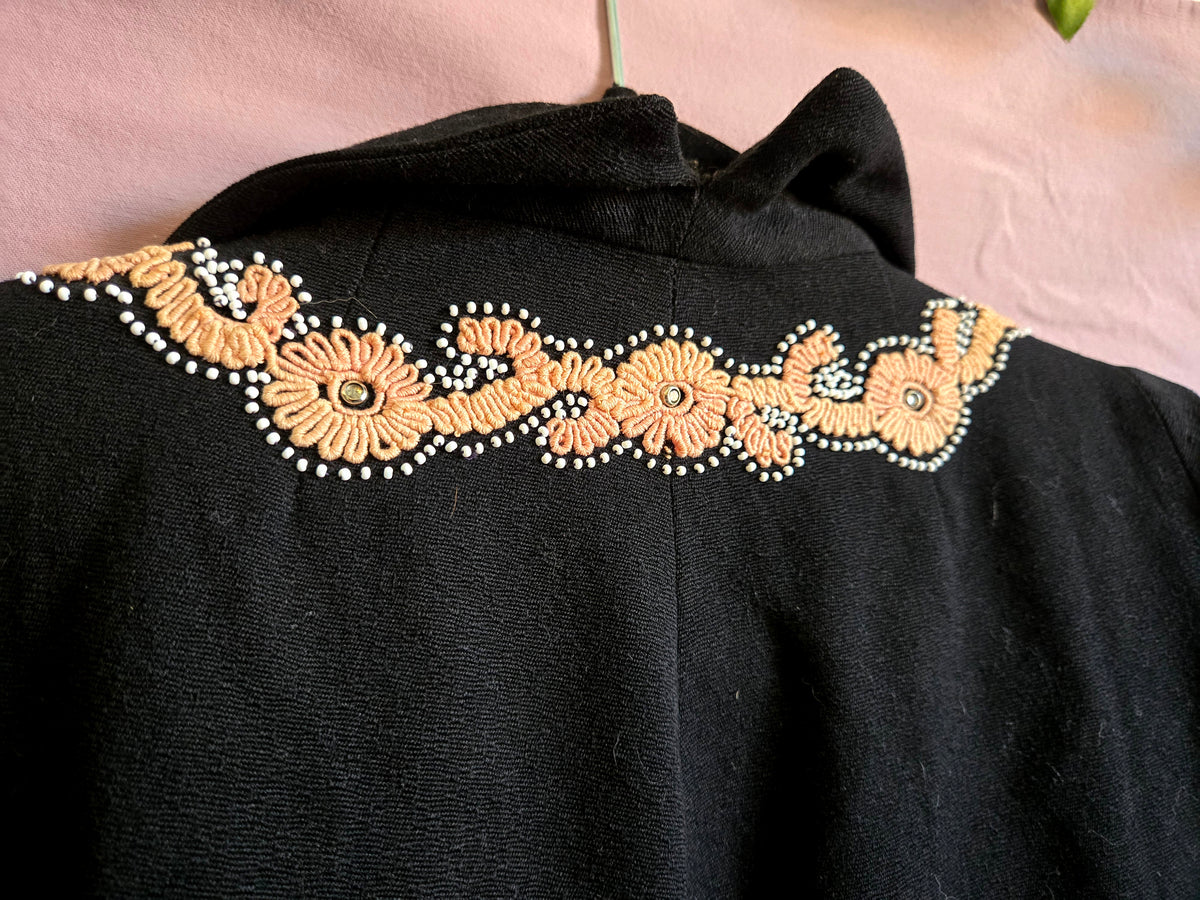 Vintage Black Embroidered Coat