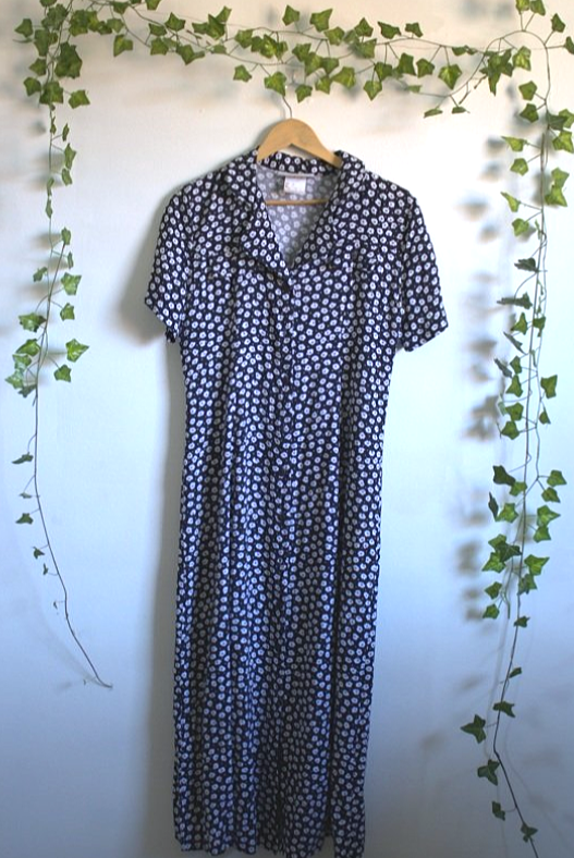 Vintage Black Floral Maxi Dress