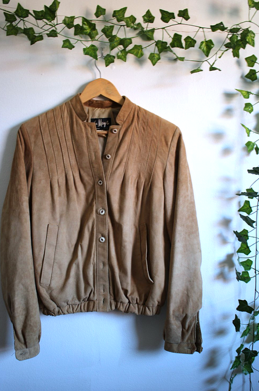 Vintage Suede Camel Bomber