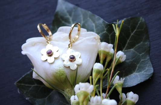Ruby Wildflower Earrings