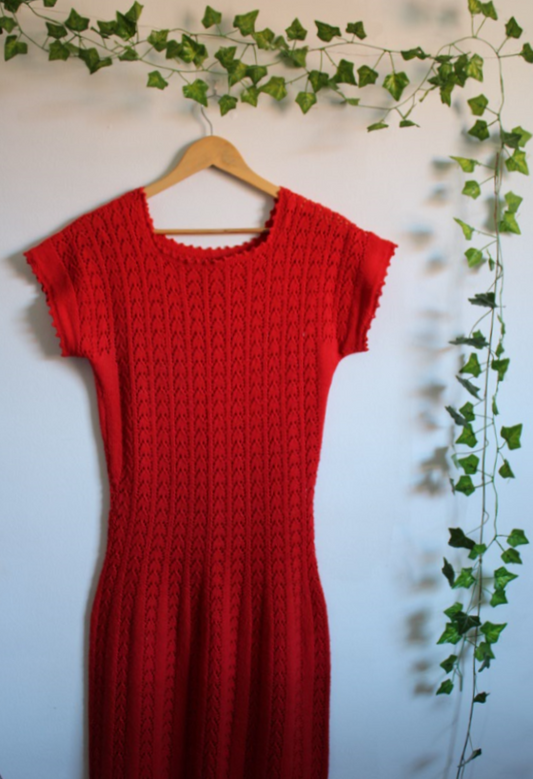 Vintage Red Heart Crochet Dress