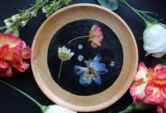 Black Floral Dish