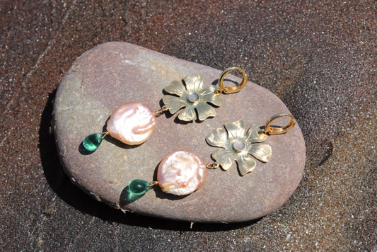 Blossom Peach Pearl Earrings